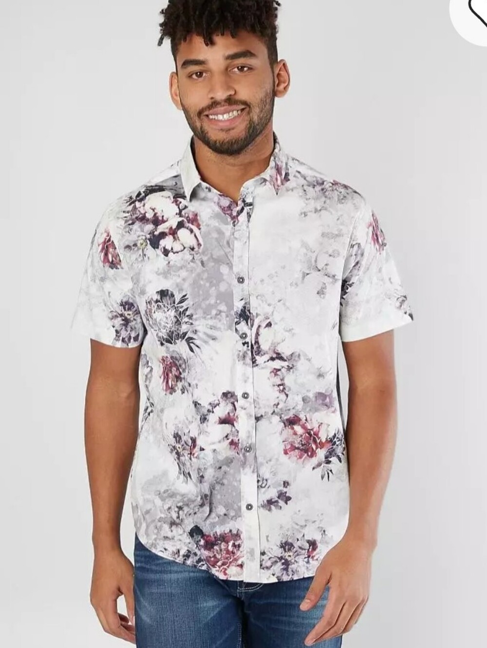 7Diamonds Mens Urban Array Watercolor Flower Stretch Shirt sz XL/XXL (runs small
